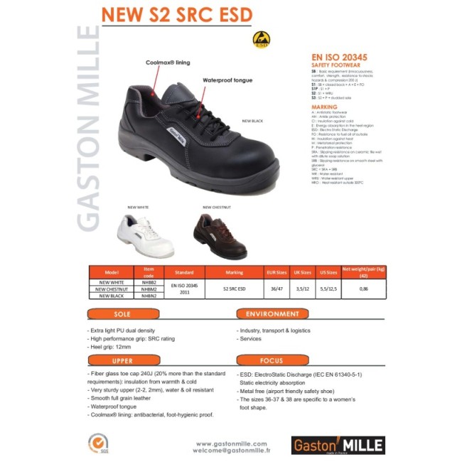 Auliniai batai Gaston Mille New S2 SRC ESD be metalinių detalių