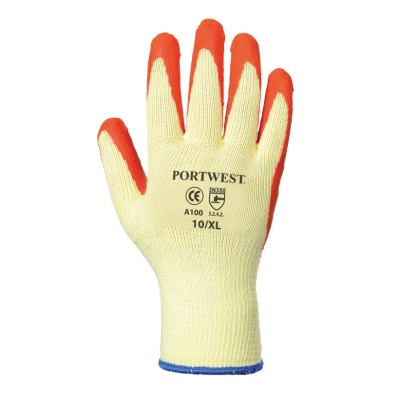 Darbo pirštinės aplietos grublėtu lateksu PortWest A100 oranžinės