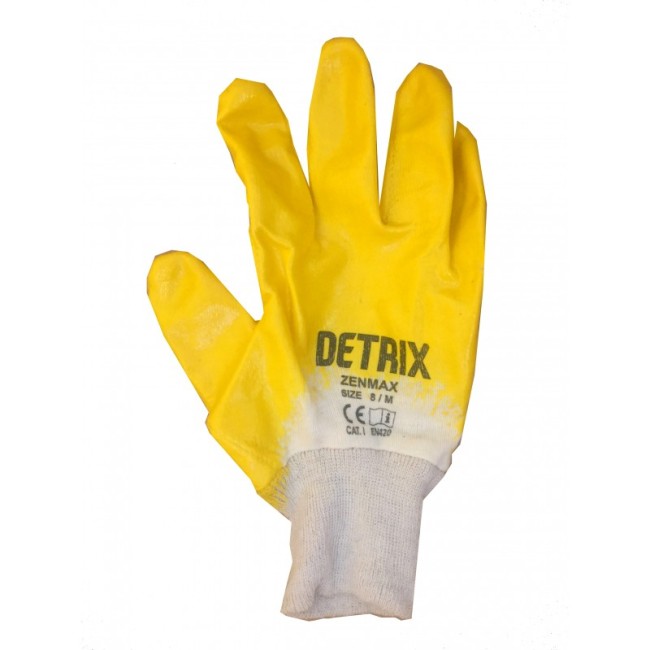 Medvilninės darbo pirštinės aplietos nitrilu Detrix Zenmax, geltonos