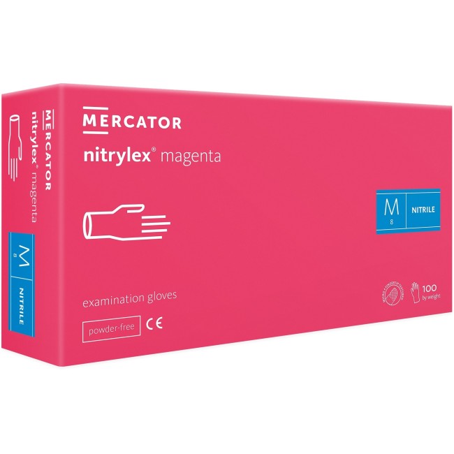 Vienkartinės nitrilinės pirštinės 100 vienetų | Nitrylex magenta