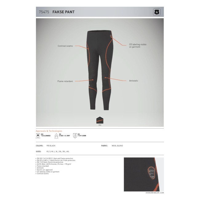 Ugniai atsparios apatinės kelnės Helly Hansen Fakse 75475 Ugniai atsparios apatinės kelnės Helly Hansen Fakse 75475
